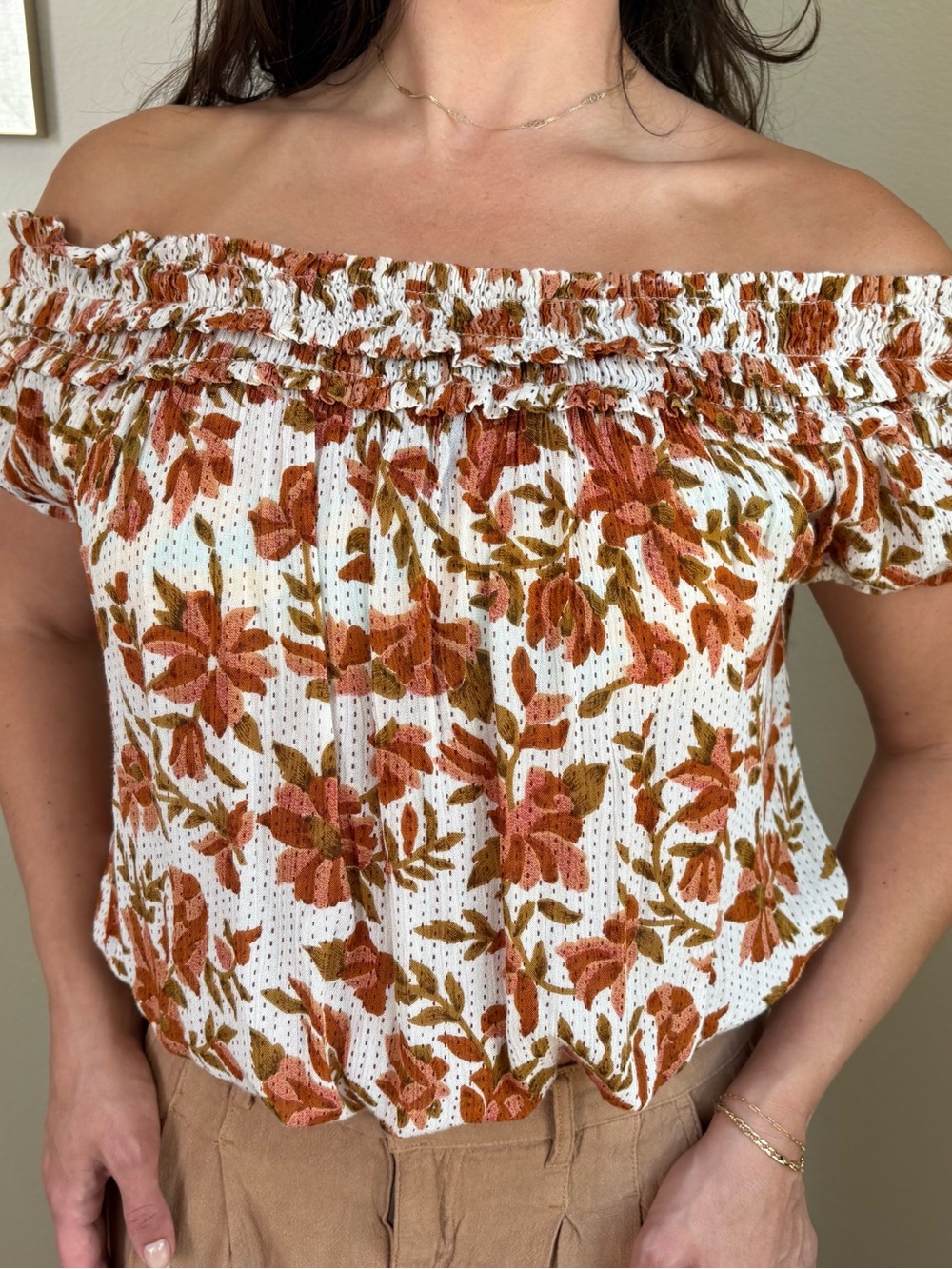 Free People FP One Suki Off-The-Shoulder Smocked Blouse